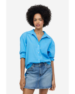 Linen-blend Shirt Blue