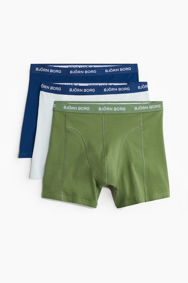 Björn Borg Cotton Stretch Boxer 3p Light Blue/navy/green