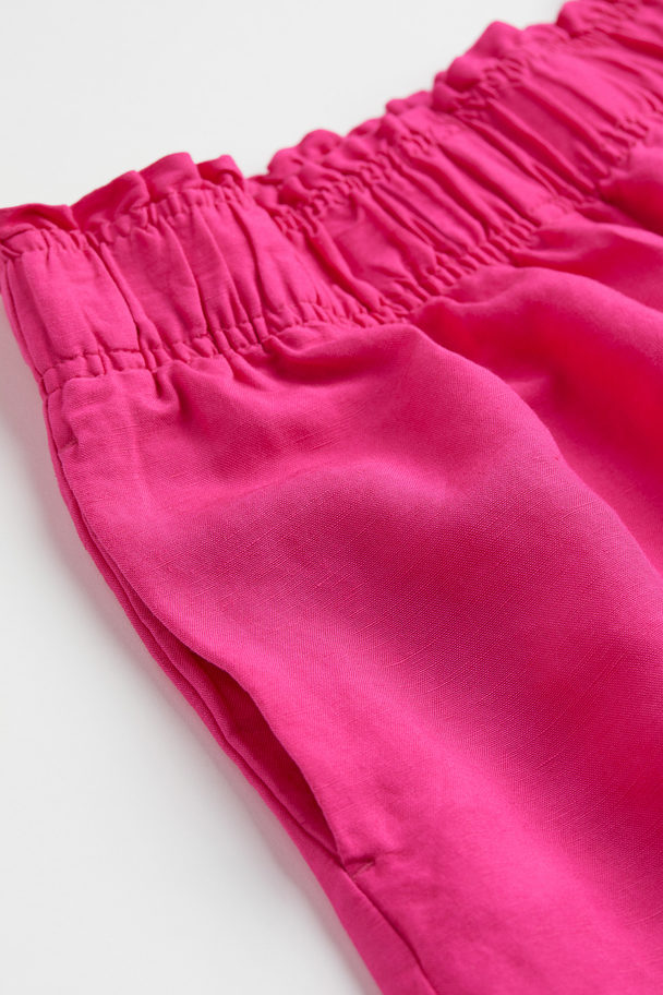 H&M Linen-blend Pull-on Shorts Cerise