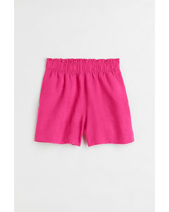 Linen-blend Pull-on Shorts Cerise