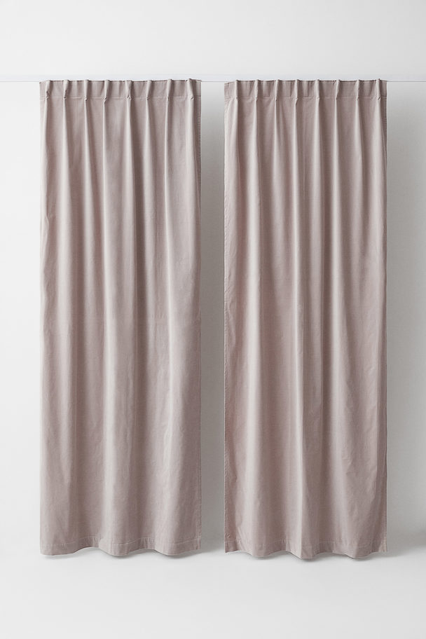 H&M HOME 2-pack Velvet Curtain Lengths Beige
