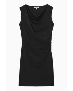 Draped Sleeveless Dress Black