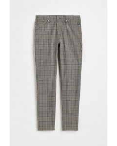 Skinny Fit Twill Trousers Brown/blue Checked
