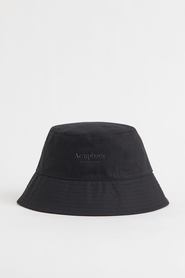 H&M Bucket Hat aus Baumwolle Schwarz/Aeuphorie