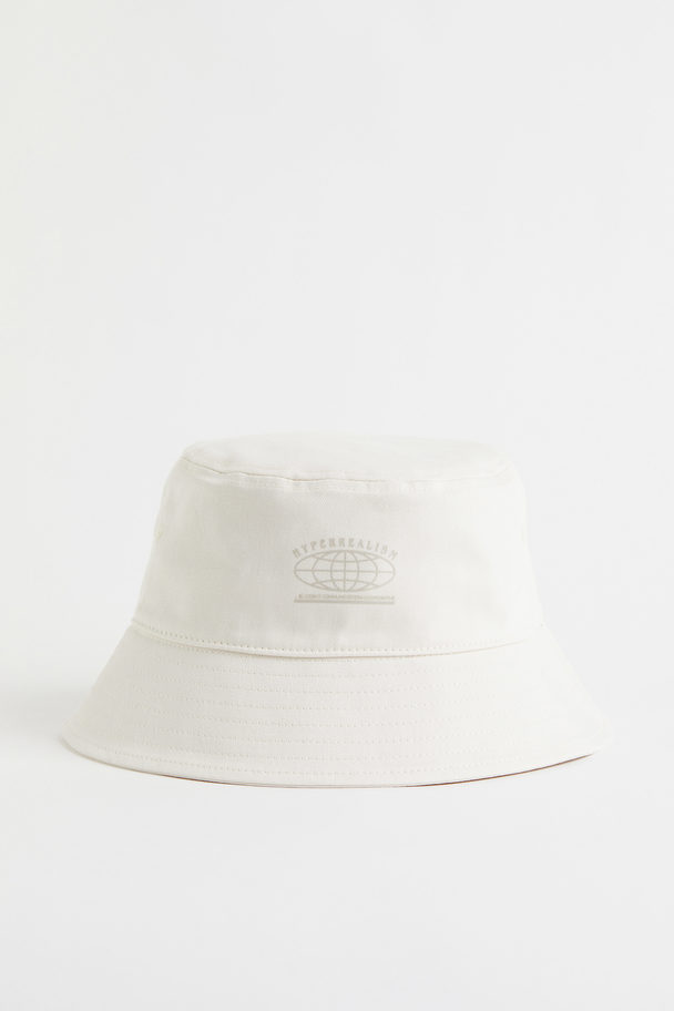 H&M Bucket Hat aus Baumwolle Weiß/Hyperrealism