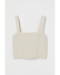 Cable-knit Crop Top Light Beige Marl