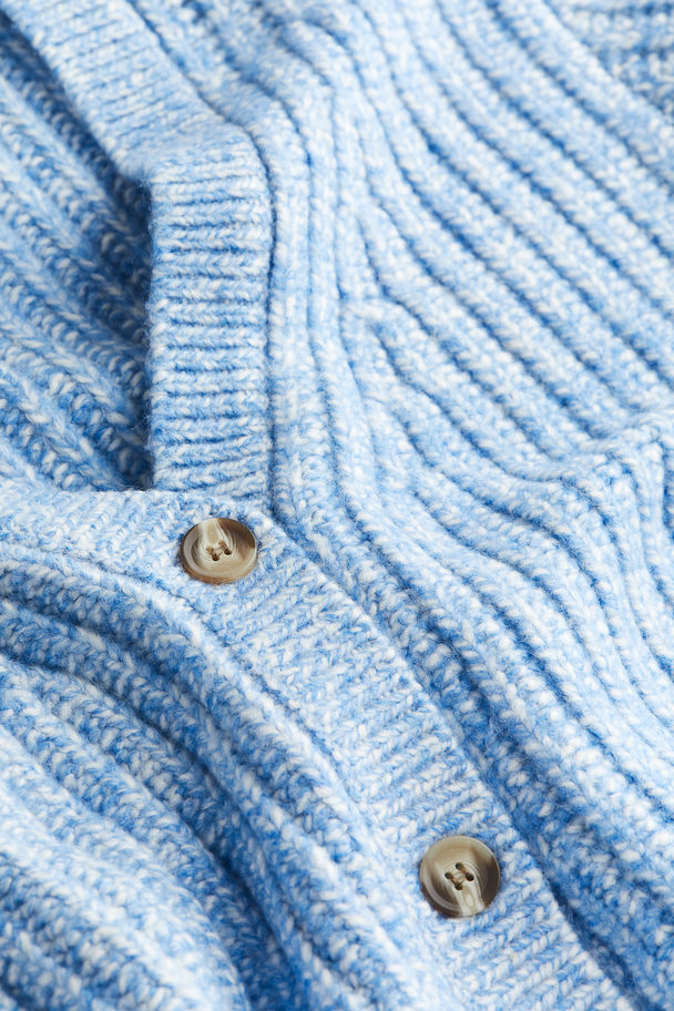H&M Rib-knit Cardigan Light Blue Marl