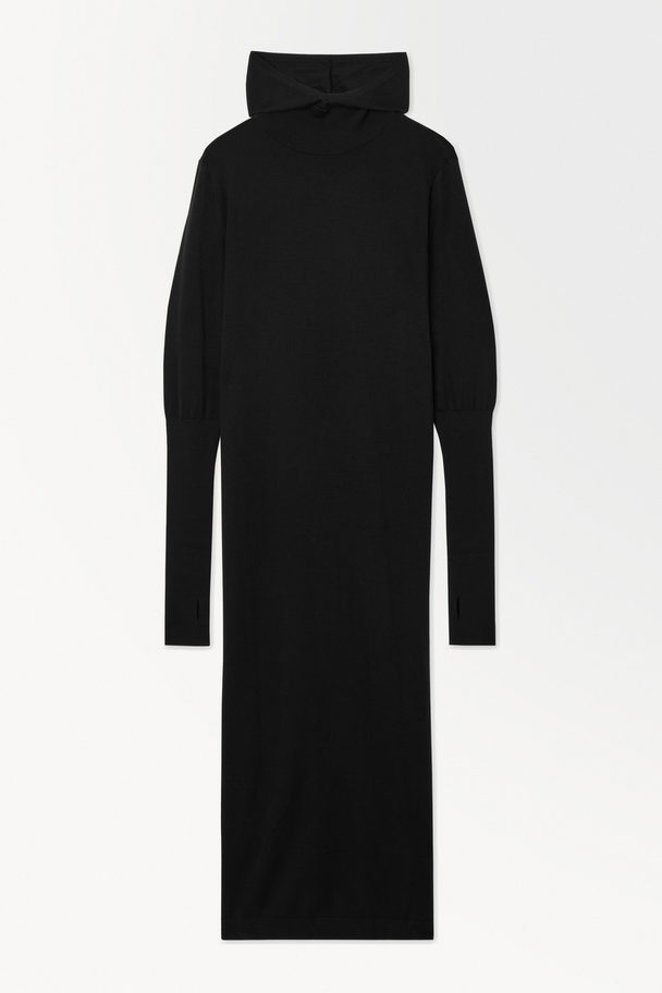 COS The Hooded Wool Dress Black