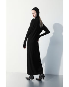 The Hooded Wool Dress Black
