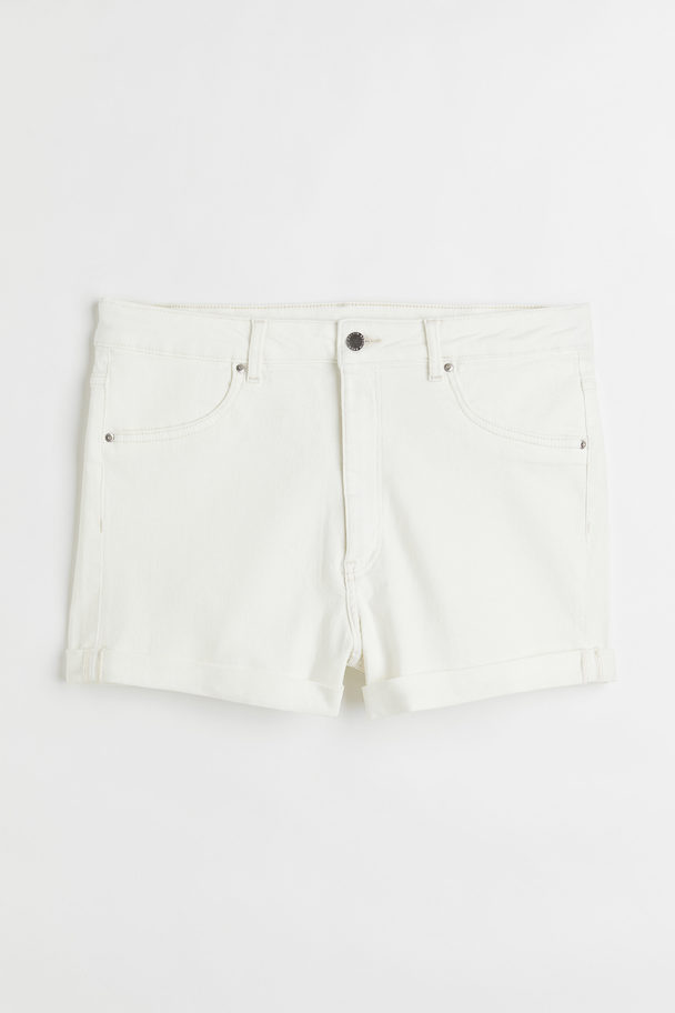 H&M H&m+ High Waist Denim Shorts White