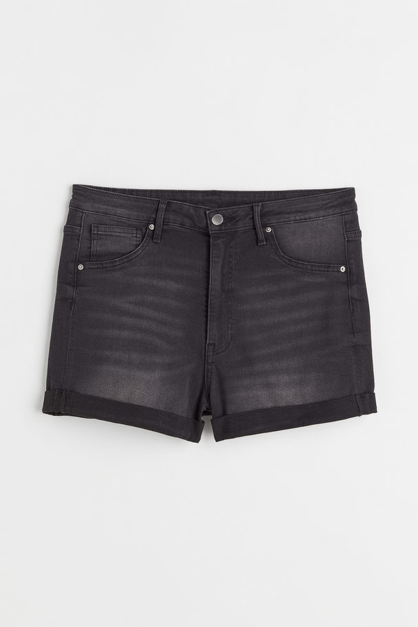 H&M H&m+ High Waist Denim Shorts Black