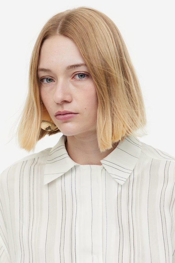 H&M Jacquard-weave Shirt White/striped