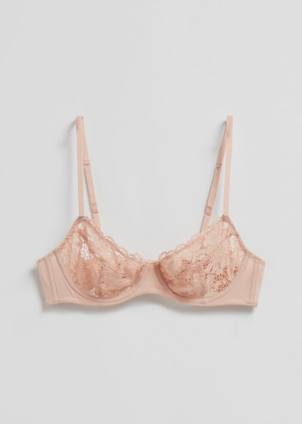 & Other Stories Floral Lace Underwire Bra Peach