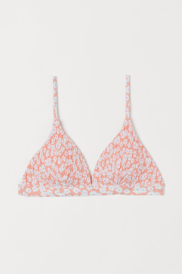 H&M Padded Triangle Bikini Top Apricot/floral