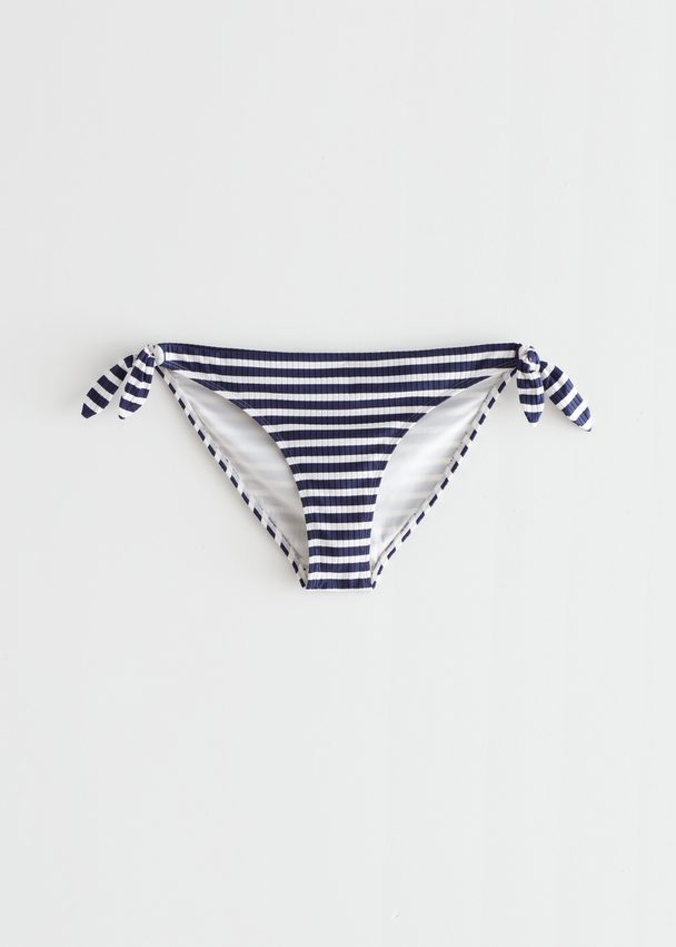 & Other Stories Ribbed Bow Bikini Briefs Blue/white Stripes