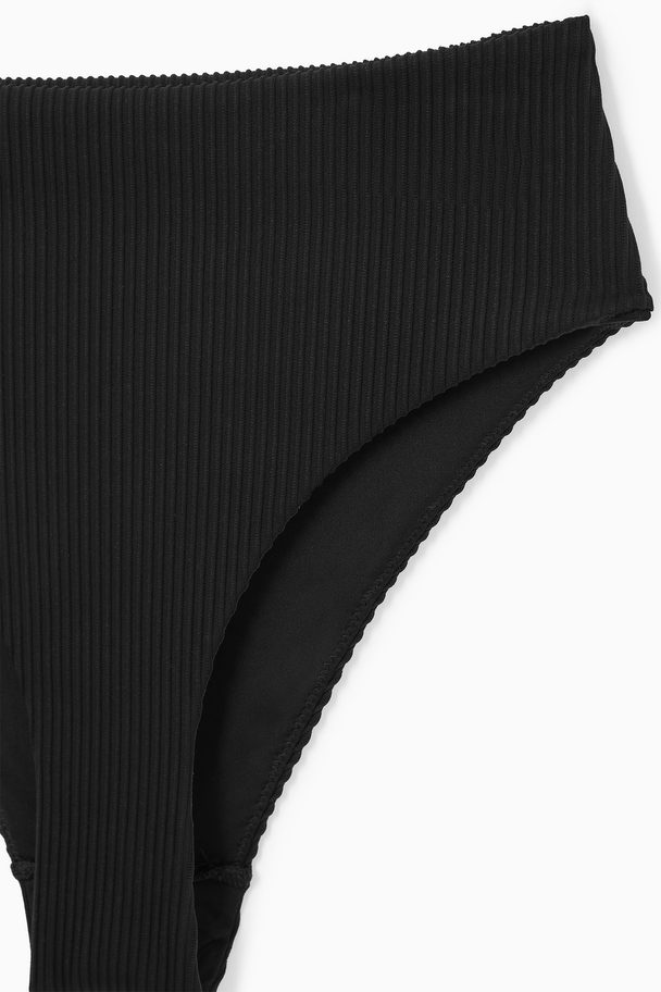 COS GERIPPTE BIKINIHOSE MIT HOHEM BUND SCHWARZ