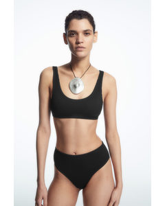 Ribbed High-waisted Bikini Briefs Black