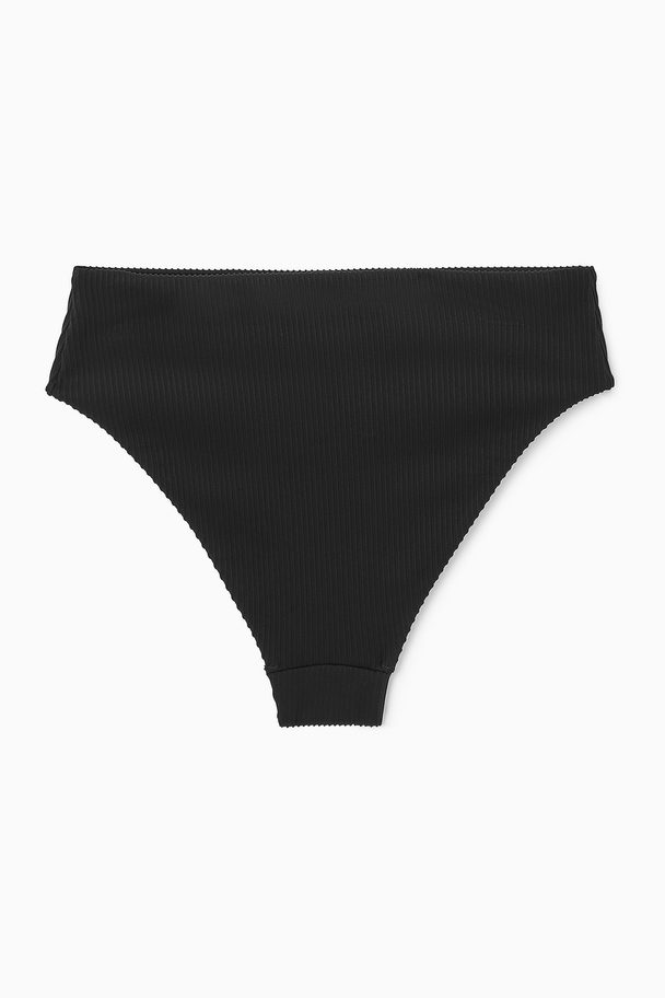 COS GERIPPTE BIKINIHOSE MIT HOHEM BUND SCHWARZ