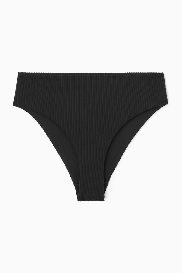 COS GERIPPTE BIKINIHOSE MIT HOHEM BUND SCHWARZ