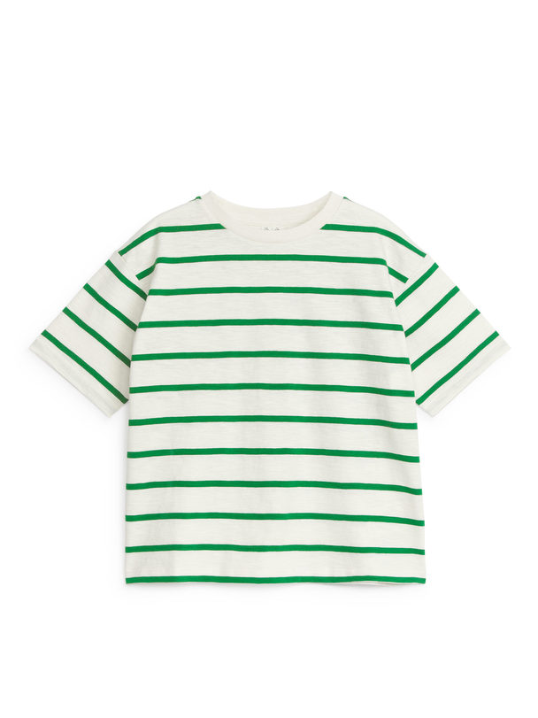 ARKET T-Shirt aus Flammengarn Weiß/Grün