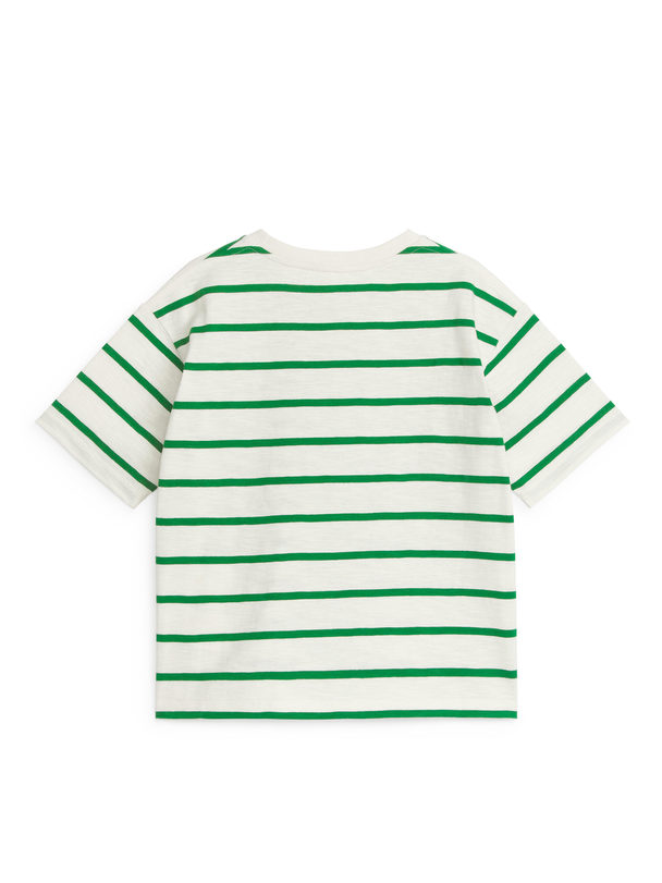 ARKET Slub-knit T-shirt White/green