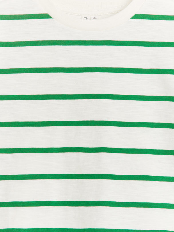 ARKET Slub-strikket T-skjorte Hvit/grønn