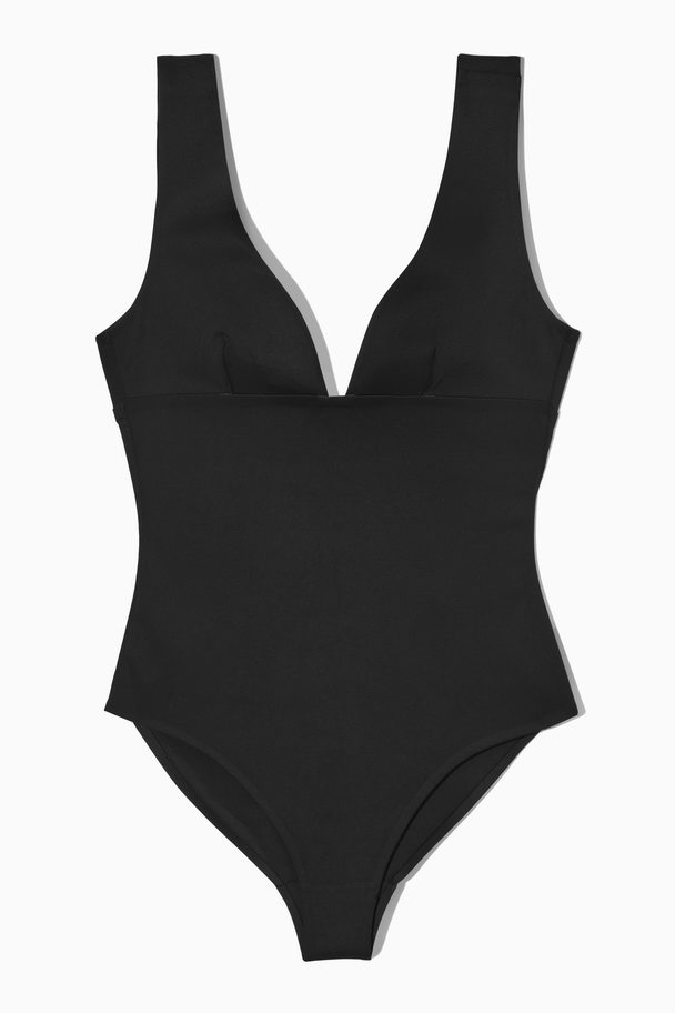 COS Open-back Plunge Swimsuit Black