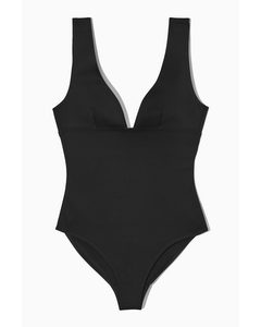 Open-back Plunge Swimsuit Black