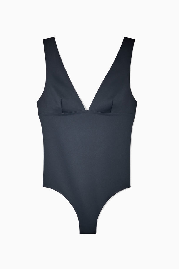 COS Open-back Plunge Swimsuit Navy