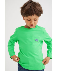 Pocket-detail Jersey Top Bright Green/nyc