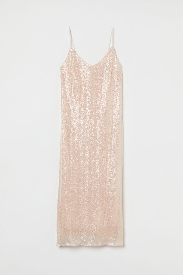 H&M V-neck Sequined Dress Powder Pink