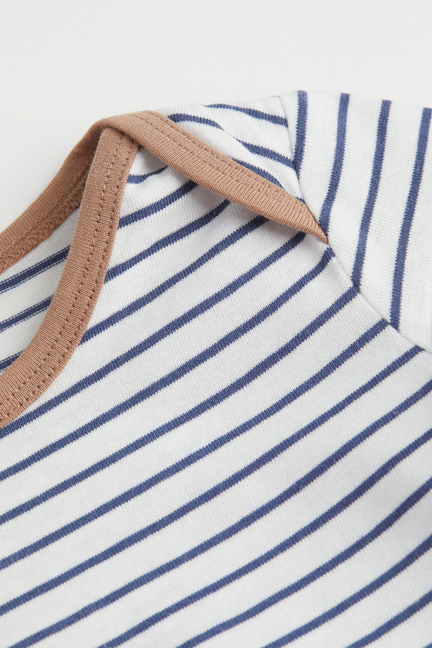 H&M 2-piece Cotton Set Light Brown/striped