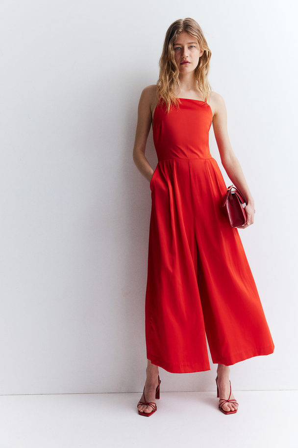 H&M Open-back Jumpsuit Bright Red