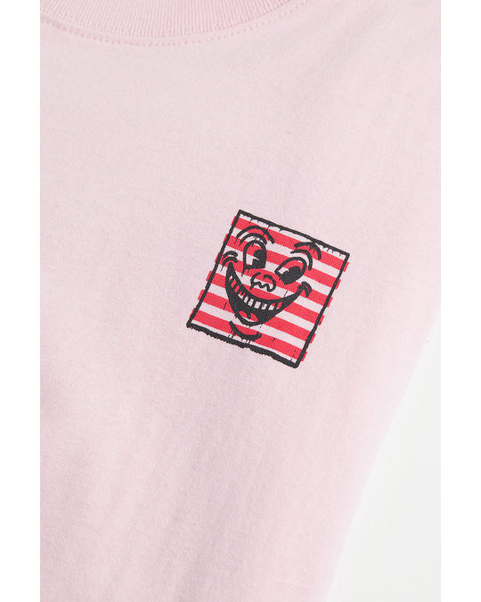 H&M Relaxed Fit Printed T-shirt Light Pink/keith Haring