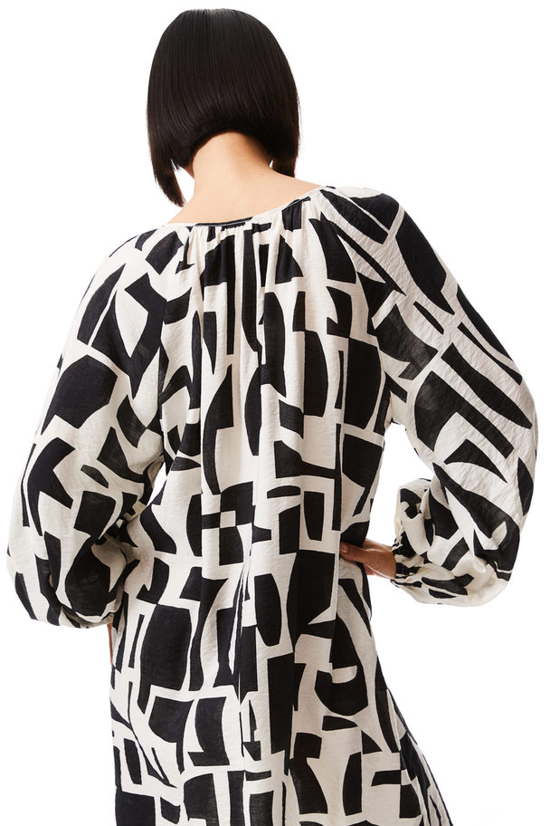 H&M Oversized Dress Cream/black Patterned