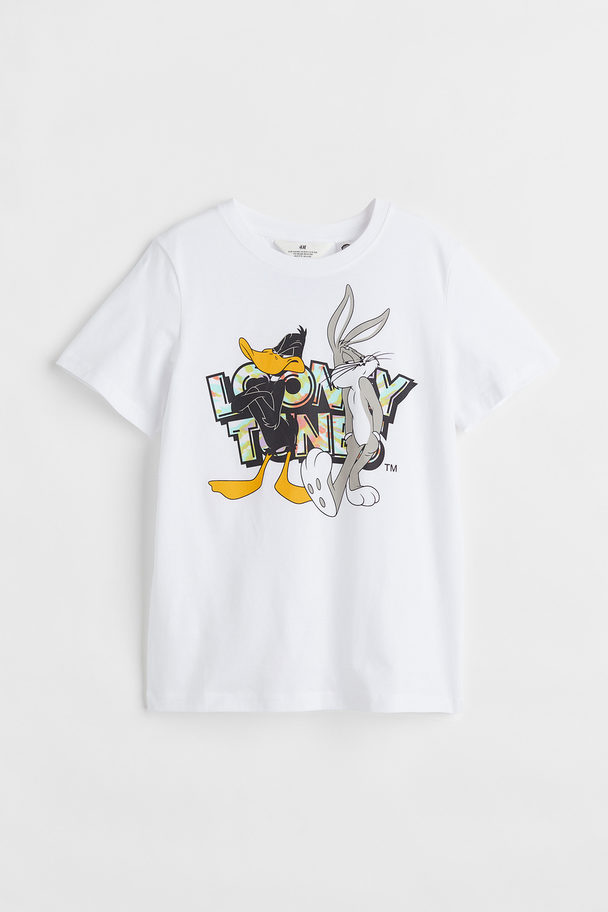 H&M Printed T-shirt White/looney Tunes