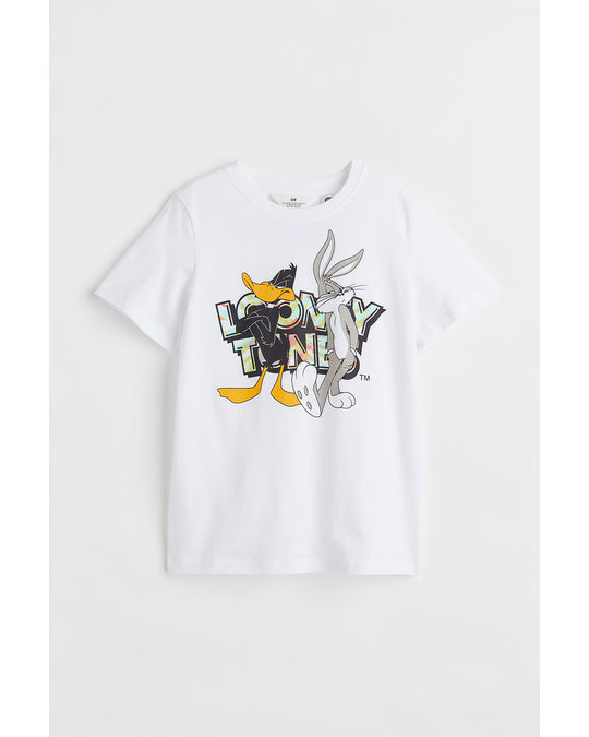 H&M Printed T-shirt White/looney Tunes