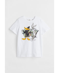 T-shirt Med Tryk Hvid/looney Tunes