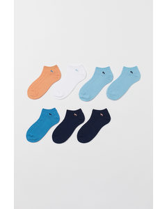 7er-Pack Sneakersocken Orange/Blau/Weiß