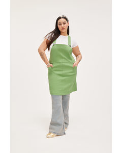 Knee Lenght Dungaree Dress Lime Green