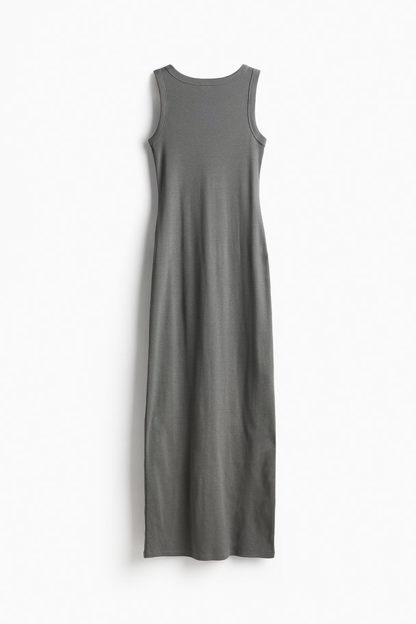 H&M Geripptes Bodycon-Kleid Khakigrün