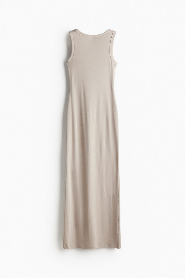 H&M Geripptes Bodycon-Kleid Helles Greige