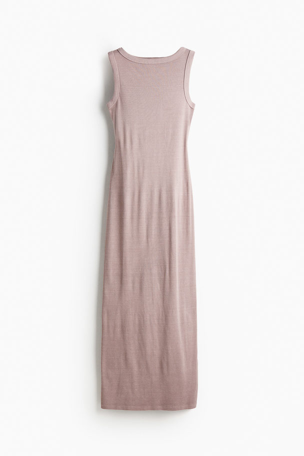 H&M Geripptes Bodycon-Kleid Mattrosa