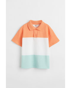 Poloshirt I Bomuldspiqué Orange/blokfarvet