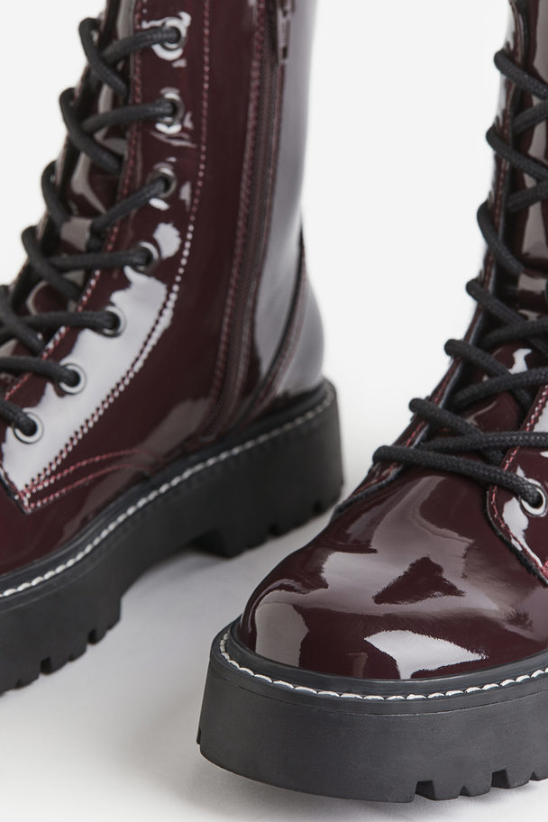 H&M Chunky Veterboots Donkerrood