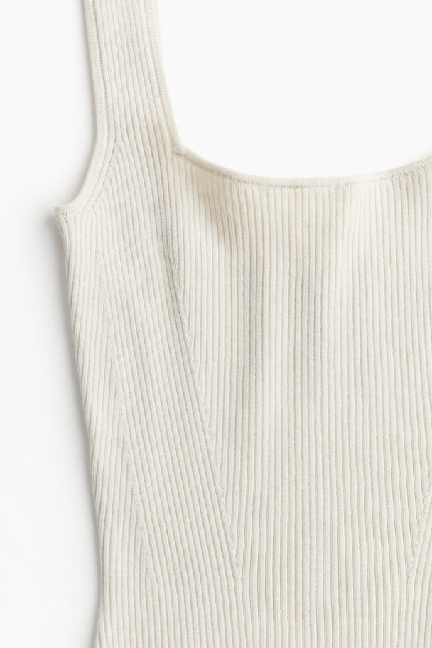 H&M Rib-knit Bodycon Dress Light Beige