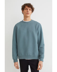 Regular Fit Ribbed Sweatshirt Turquoise