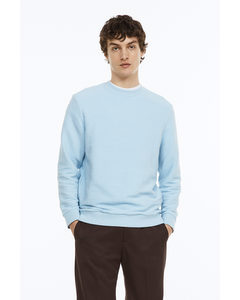 Regular Fit Ribbed Sweatshirt Light Blue