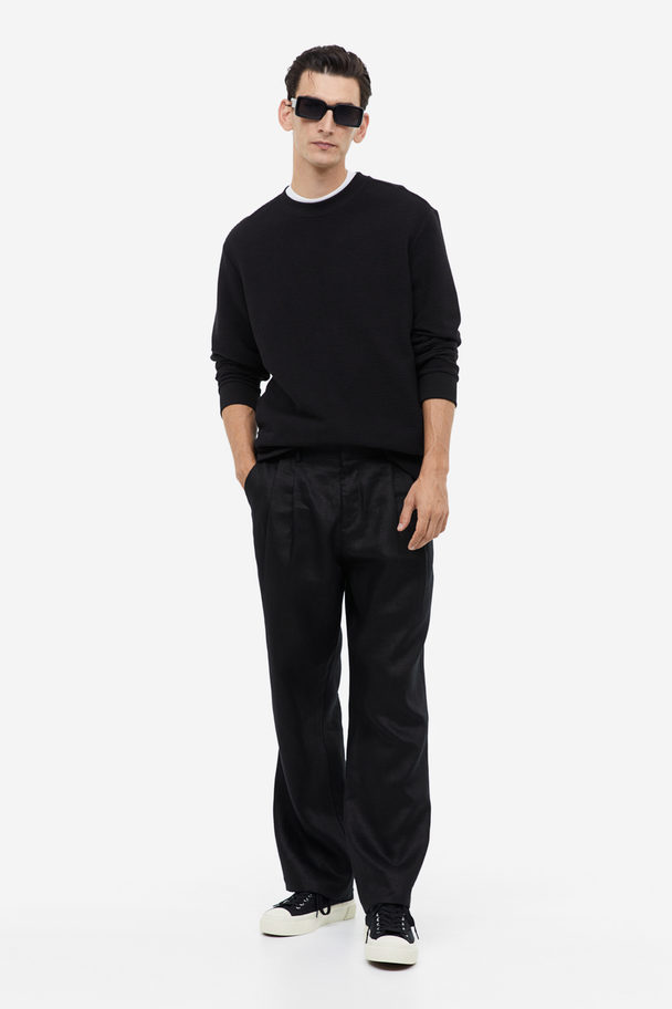 H&M Regular Fit Ribbed Sweatshirt Black