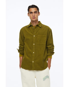 Relaxed Fit Corduroy Shirt Moss Green